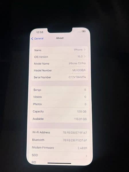 Iphone 13 pro(Non PTA) 128 GB Brand new condition 6