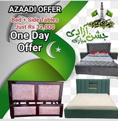 AZAADI OFFER King Size Double Bed with side tables 32k 0