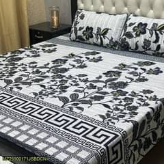 3 Pcs Crystal Cotton Printed Double Bedsheet 0