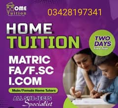 Home tuition services for metric and FSC students