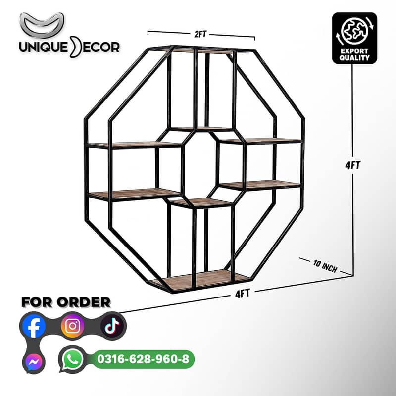 Octagonal Floating Wall Shelf. Export Quality. 1