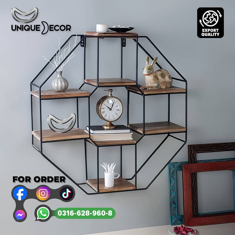 Octagonal Floating Wall Shelf. Export Quality. 3