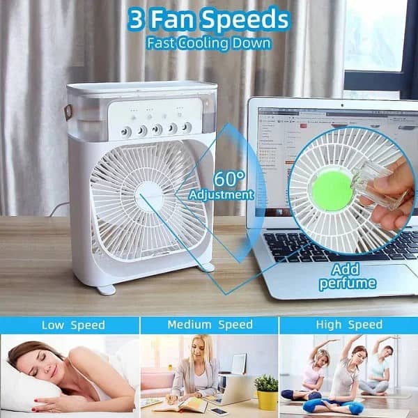 Portable Air Conditioner Fan || USB Electric Fan With Led Night Light 2