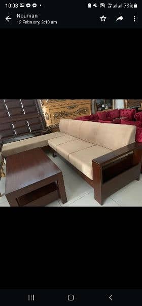 pure wooden L-sofa. 1