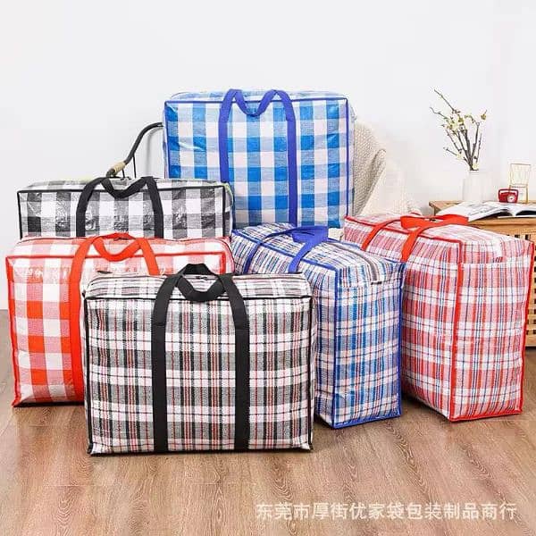 2 pcs set Woven Bag Thickened Luggage  Large Capacity Waterproof 0