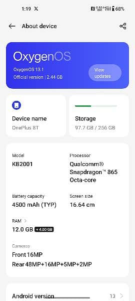 one plus 8t 12/256 dual sim 0