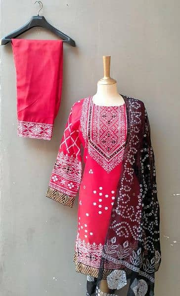 3 PCs women's katan silk printed suit 3