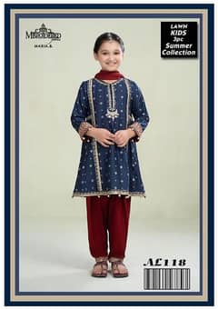 Girl's lawn embroidered 3pc unstitched sueit