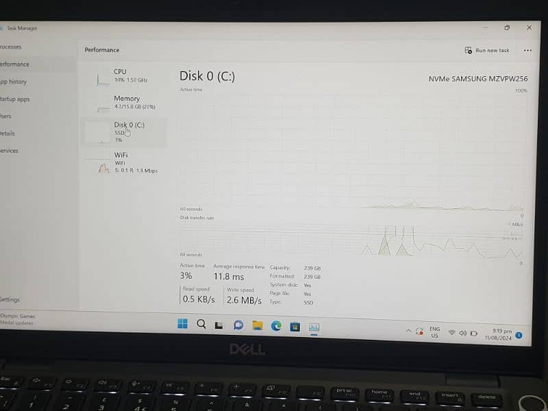 dell 5401 /i7 9th /16gbram/256ssd/Backlit Keyboard 3