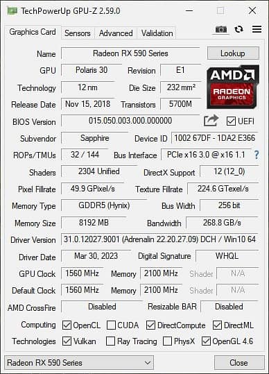 Sapphire Nitro+ Radeon Rx 590-8GB Graphic Card (GPU) 1