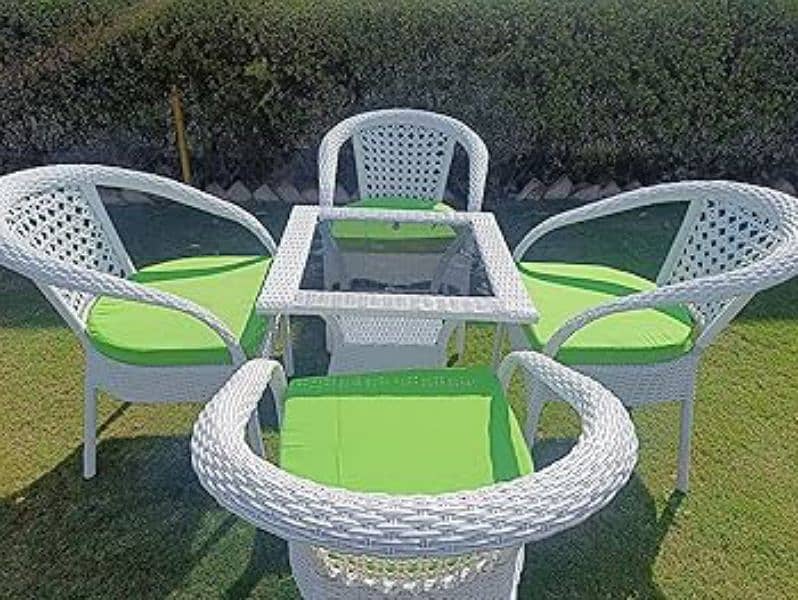 new rattan dining table sets 4 chairs 1tables in green and white 0