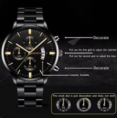 Fashion Men Stainless Steel Watch Luxury Calendar Quartz Wrist Watch M