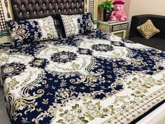 3 pcs cotton printed double bedsheets