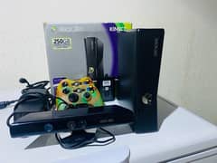 XBOX 360 WITH BOX AND KINECT WITH FULL LOADED GAMES ALL ASSESORIES