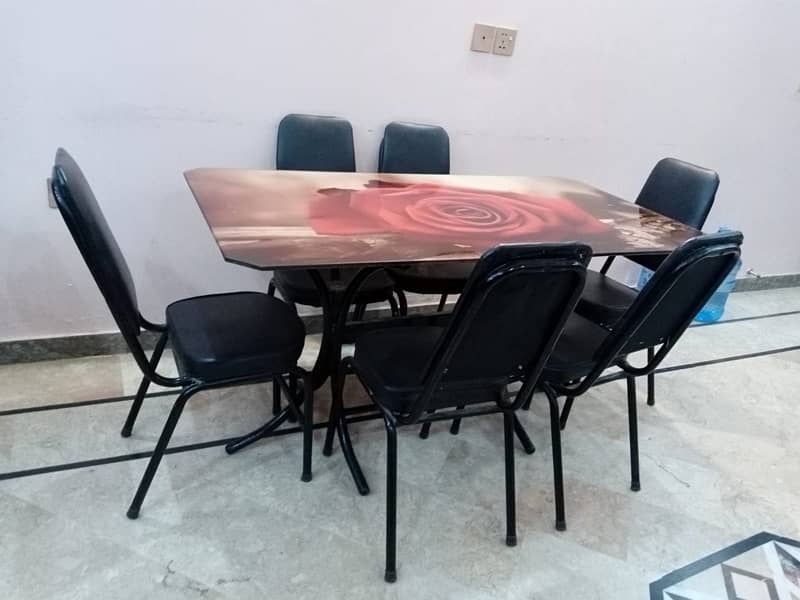 Glass top 6 chair dinning table for sale 0