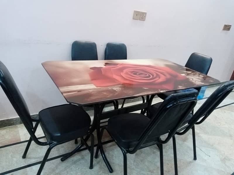 Glass top 6 chair dinning table for sale 3