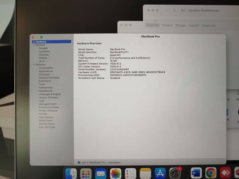 MacBook Pro 13 inches M 1 2020 16 GB / 1 TB 2