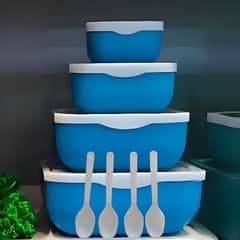 Bowl Set 4 In 1 With Lids And Spoons