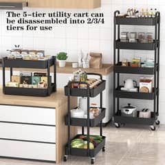 Extra Tall Rolling Cart with Wheels, Narrow Organizer Rack Black