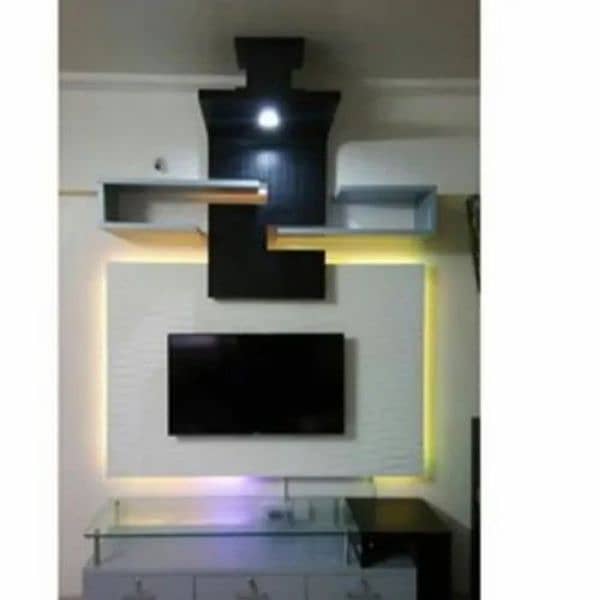 Complete TV Wall With Cosole and pannels PVC 1