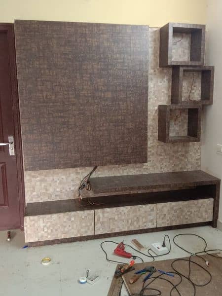 Complete TV Wall With Cosole and pannels PVC 3