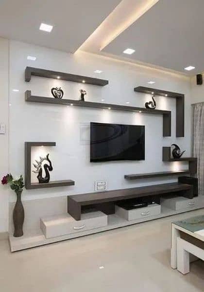 Complete TV Wall With Cosole and pannels PVC 6