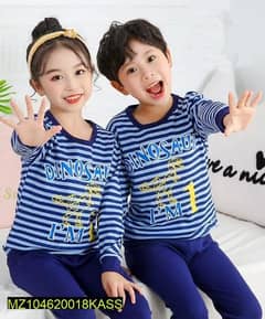 kid's printed cotton night suit