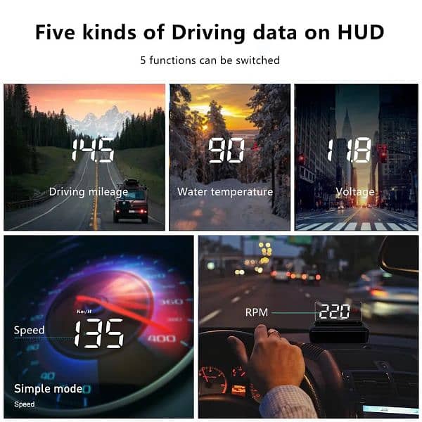 M1 Car Head Up Display HUD Universal Digital GPS Speedometer Project 8