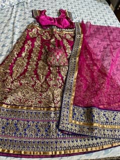 3-Piece Silk & Embellished Net Indian Lehenga for Mehndi