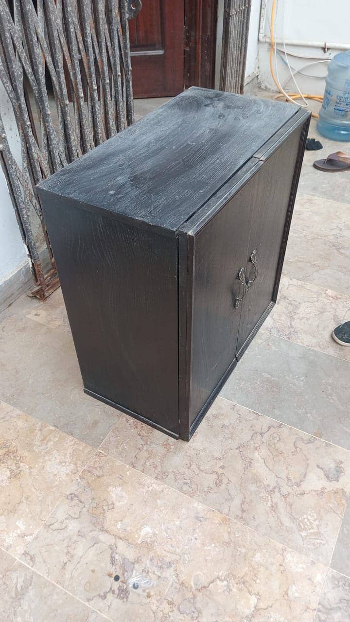 One Used Wooden Cabinet in Dark Brown Colour 0