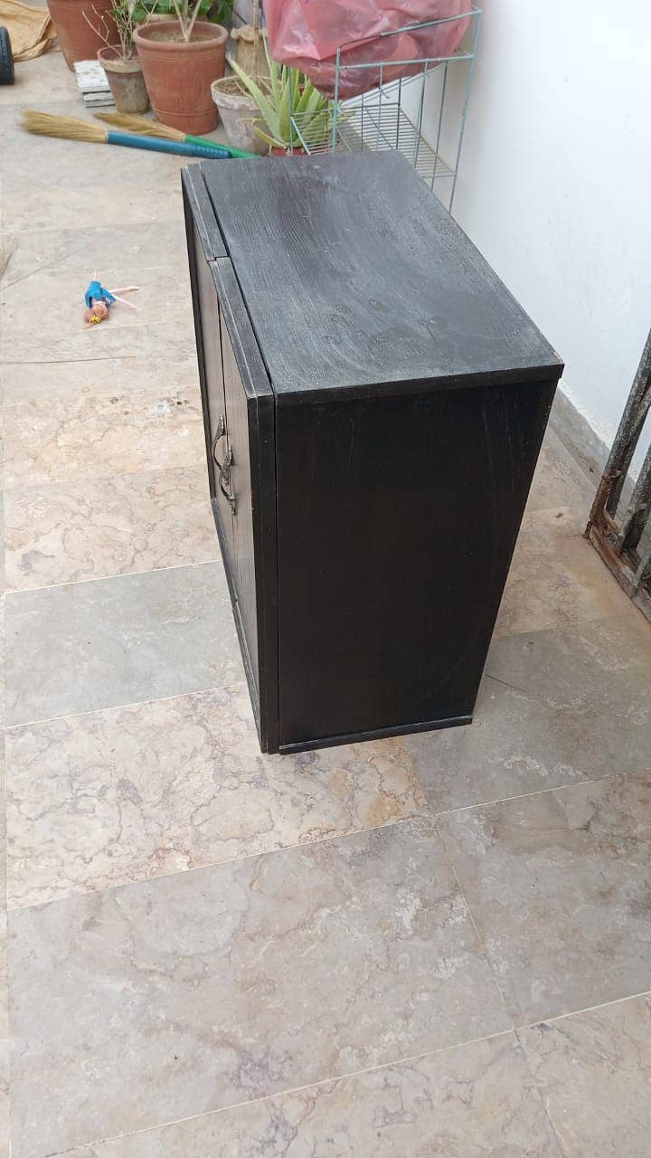 One Used Wooden Cabinet in Dark Brown Colour 1