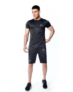 2 Pcs Men's Dri Fit Plain T-Shirt & Shorts Tracksuit