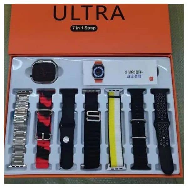 new ultra smart watch with seven straps and metallic strap 1