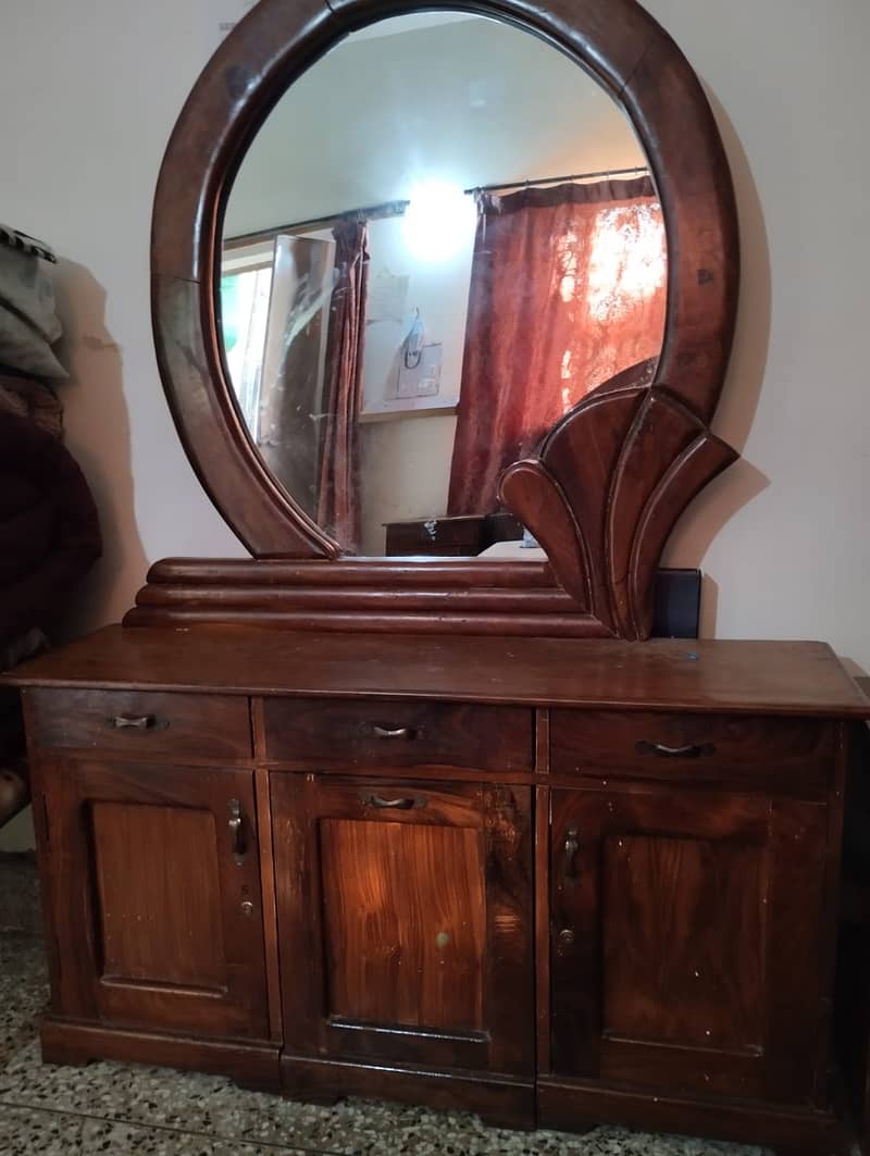 Dressing Table with 3 Drawers, 2 Cabinets & 1 Stool for Sale 2