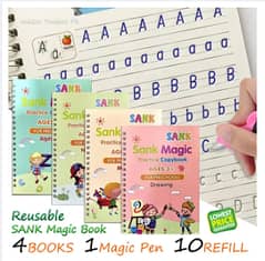 SANK Montessori Reusable Magic Book 4Magic Books + 1Magic Pen + 10Ref