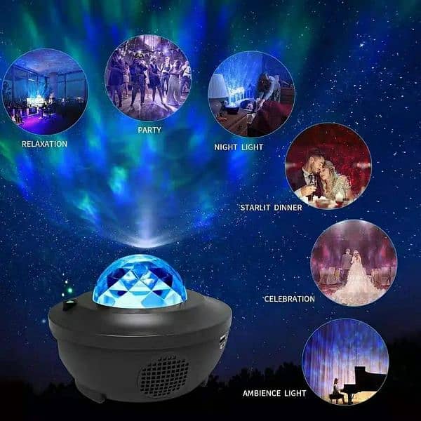 New) Starry Projector Galaxy Night Light Lamp with Ocean Wave Music 2