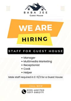 Staff Required for Guest House E-11/3