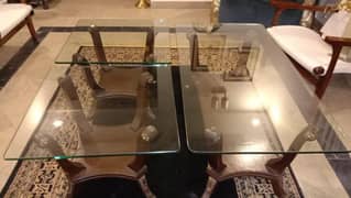 Center table plus two side tables set with glass