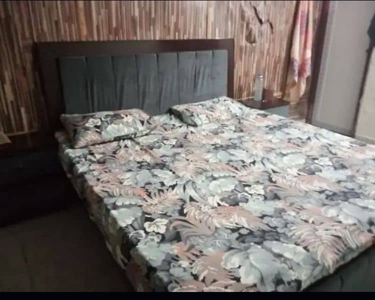 King size bed with side tables without mattress 0