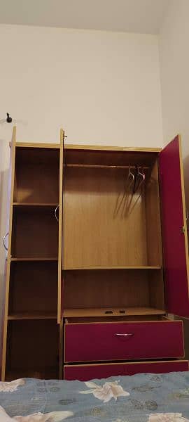 2 single beds with wardrobe study table  and chair 2