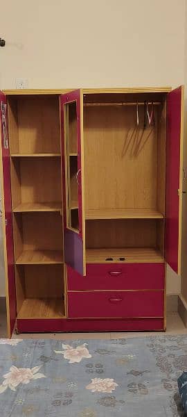 2 single beds with wardrobe study table  and chair 8