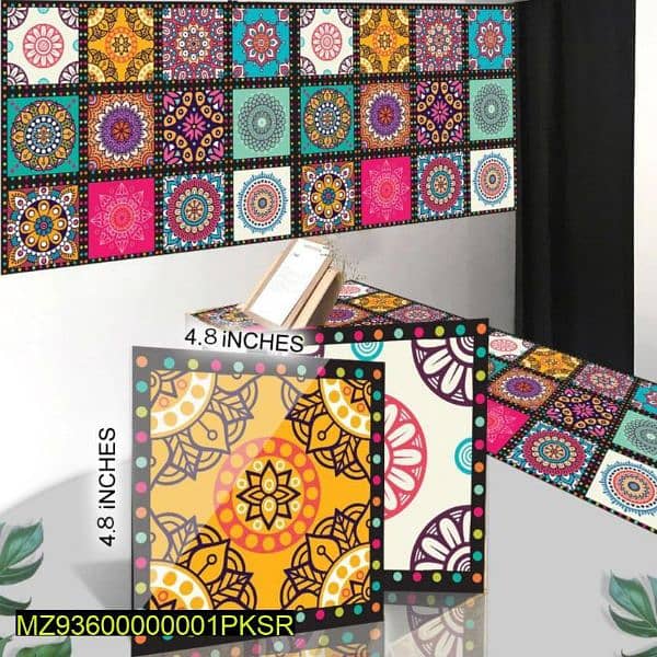 colorful mandala self adhesive tile stickers 12 pcs 6