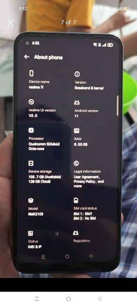 REALME 7i 8gb Ram 128gb Storage With Box And Original Adapter 7