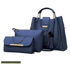 3 Pcs Women's PU Leather Plain Handbag