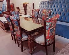 6 chairs dining table set and 2 bedroom chairs with coffee table