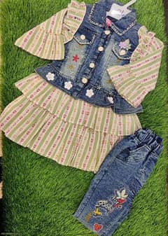 Girls cotton embroidered shirt and trouser set