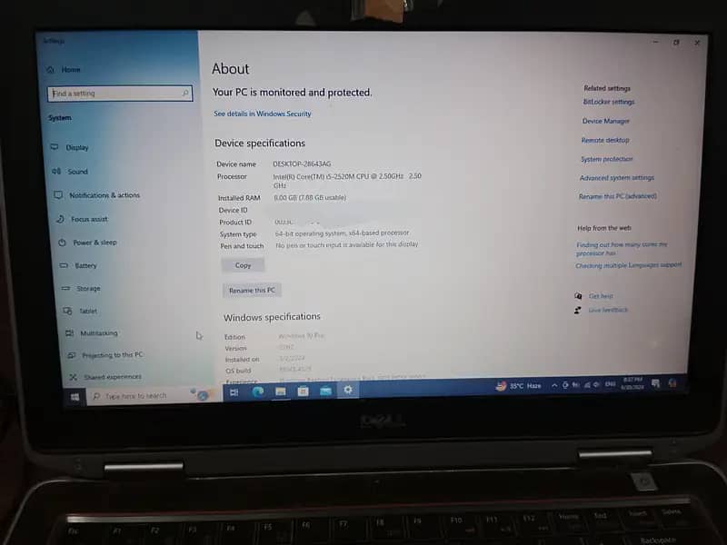 Dell Latitude, 8GB RAM | Core I-5--2520M CPU 2.5GHz (Intel-R-Core) 5