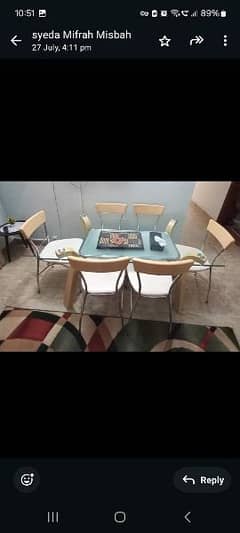 Imported 6-seater dining table with centre table and 2 coffee table.