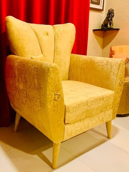 Golden velvet sofa set | Five Seater | Royal 5