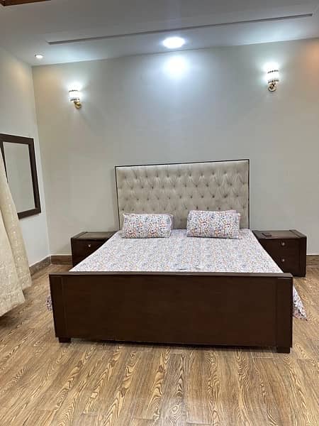 Wooden bed set with side tables , mirror and dressing table 0